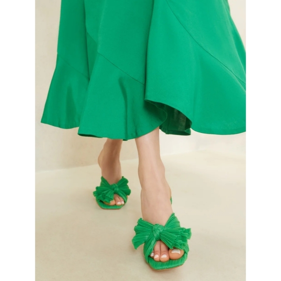 Loeffler Randall Shoes - Loeffler Randall | Claudia Pleated Bow Mule in Clover Green Size 8